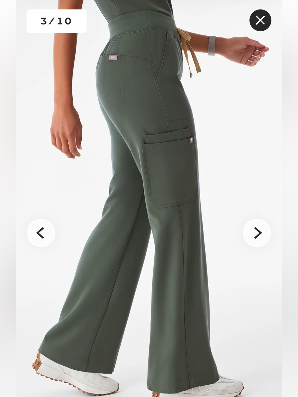 Figs Isabel High-Waisted Wide Leg Scrub Pant - Olive - Picture 5 of 6